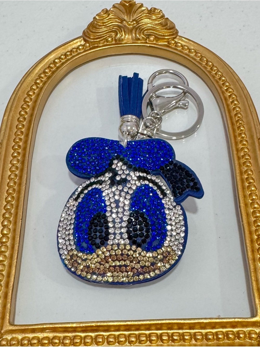 New Crystal Blue Character Tassel Keychain